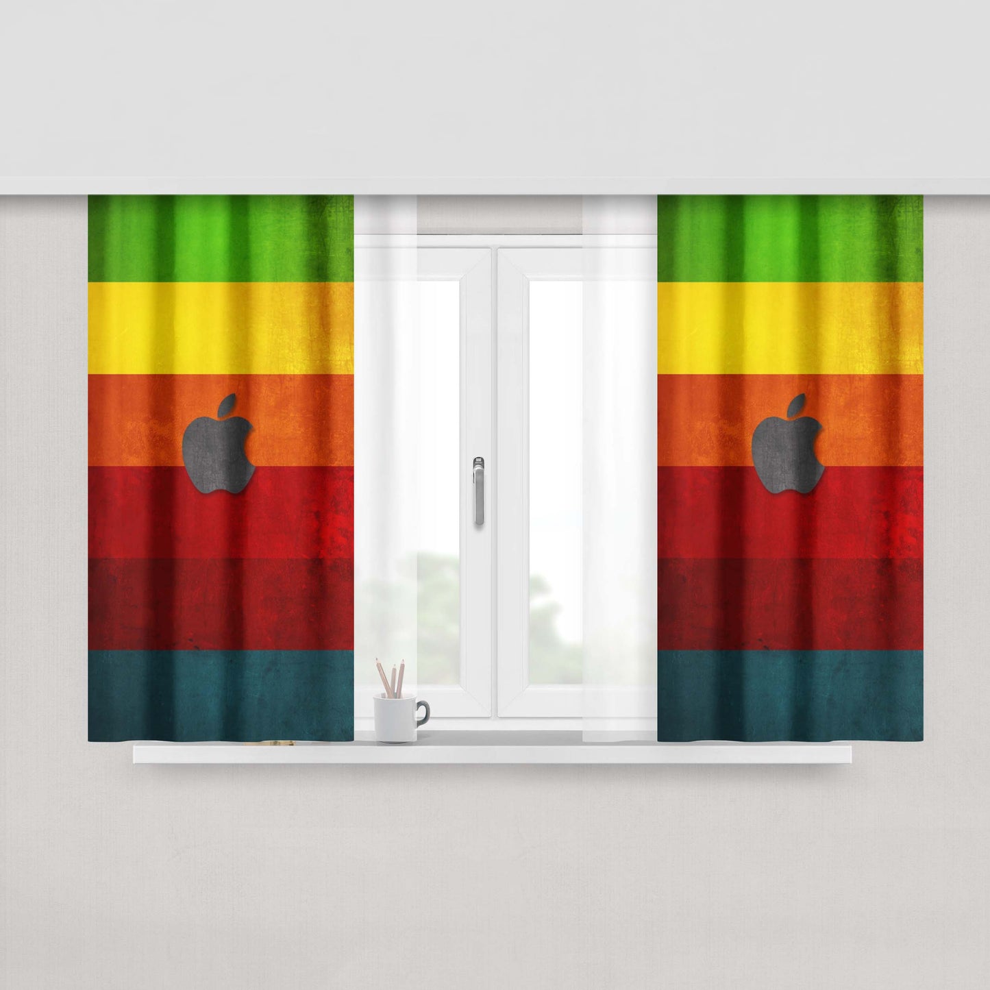 Apple Rainbow Cake Mind Peach Skin Window Curtains