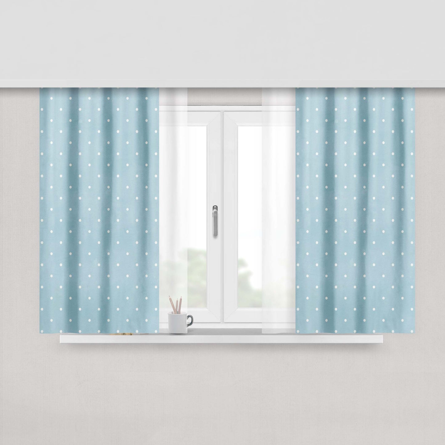 Aqua Bubble Peach Skin Window Curtains