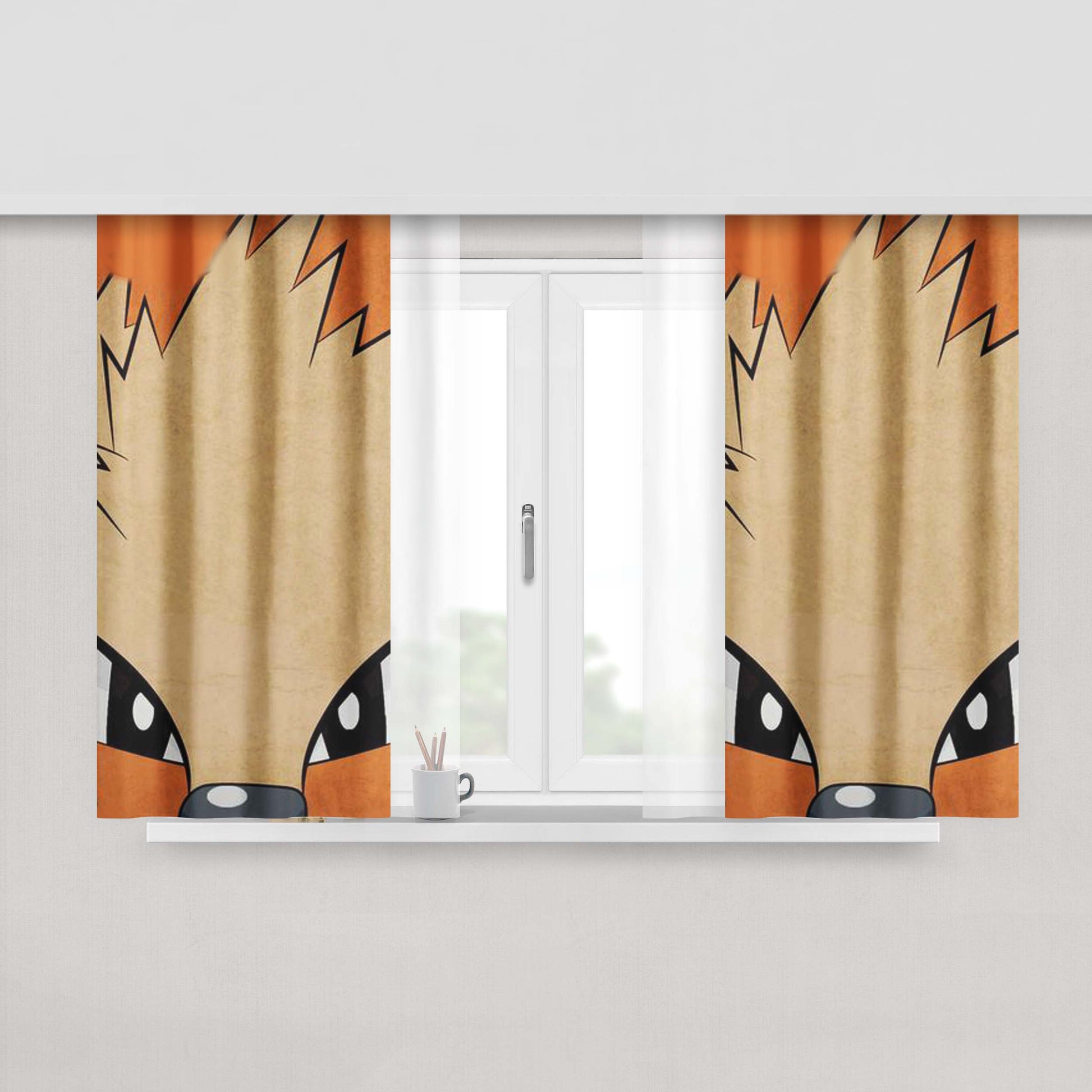 Arcanine Peach Skin Window Curtains
