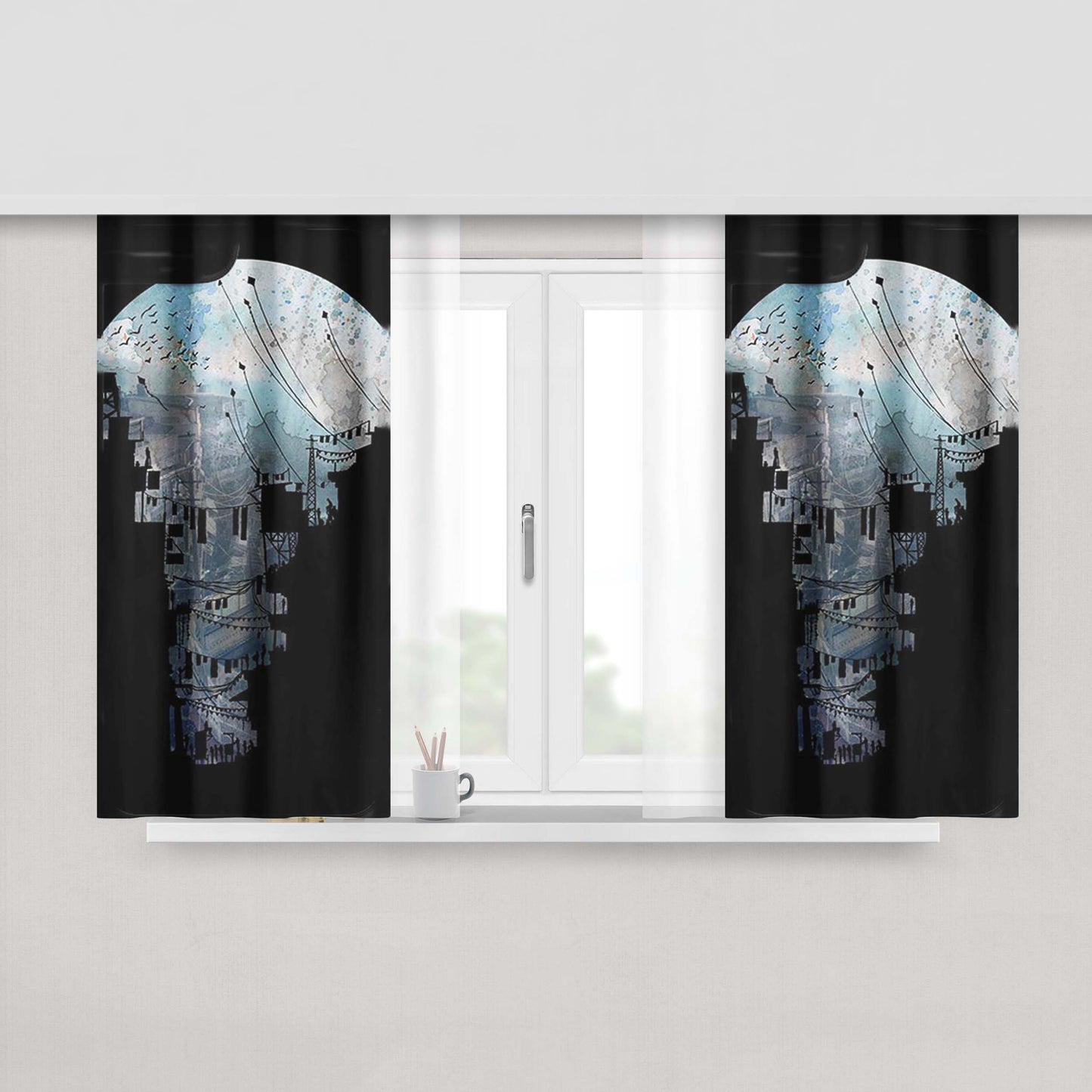 Archi Sketch Book Peach Skin Window Curtains