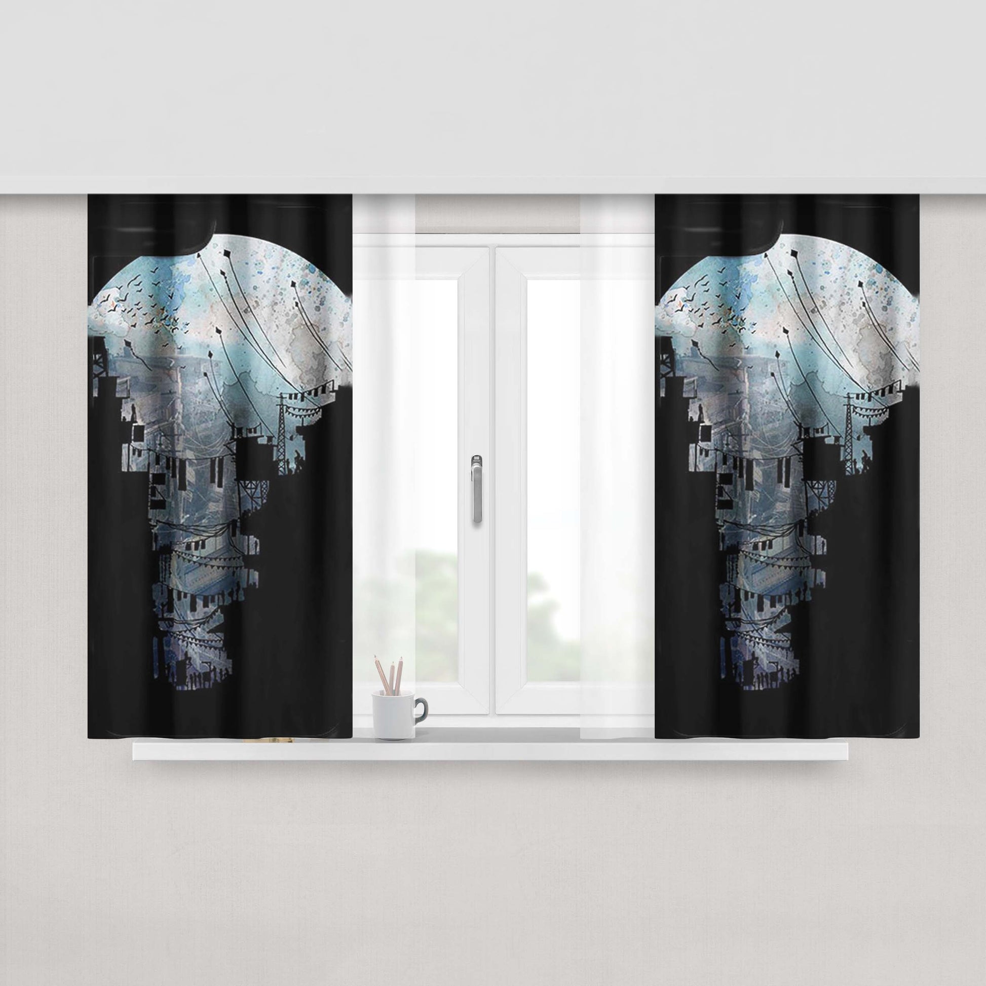 Archi Sketch Book Peach Skin Window Curtains