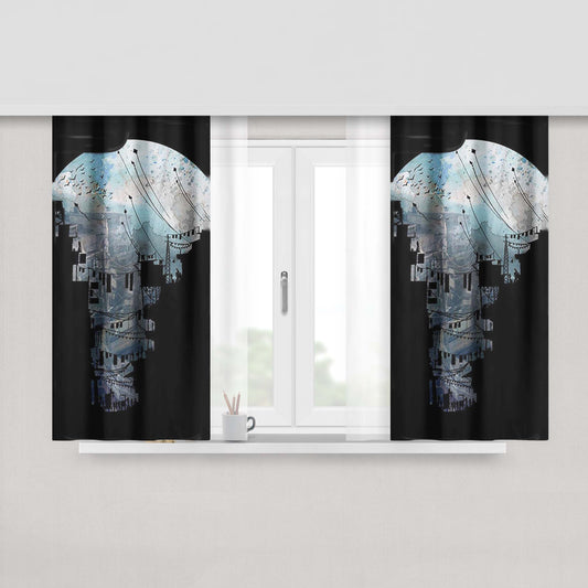 Archi Sketch Book Peach Skin Window Curtains
