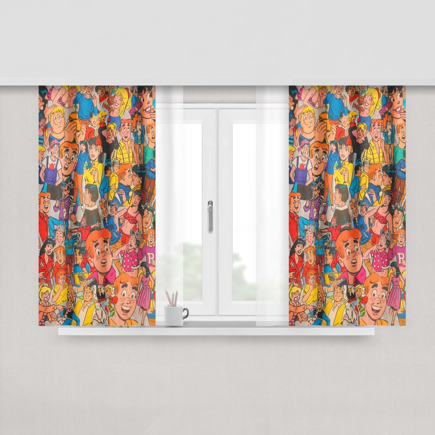 Archie Riverdale Comics Collage Peach Skin Window Curtains
