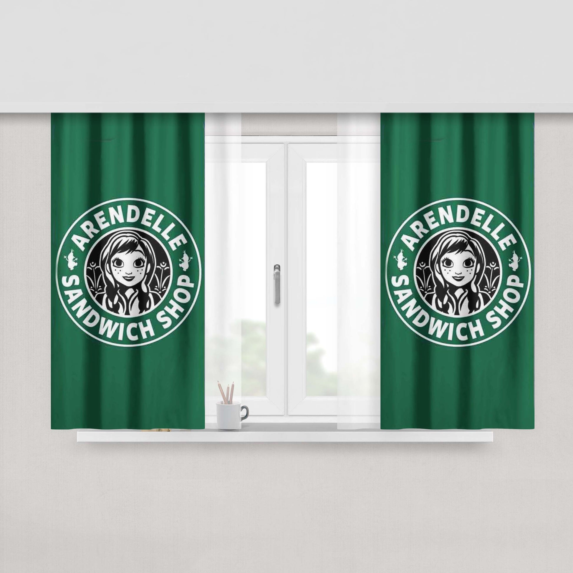 Arendelle Sandwich Shop Peach Skin Window Curtains