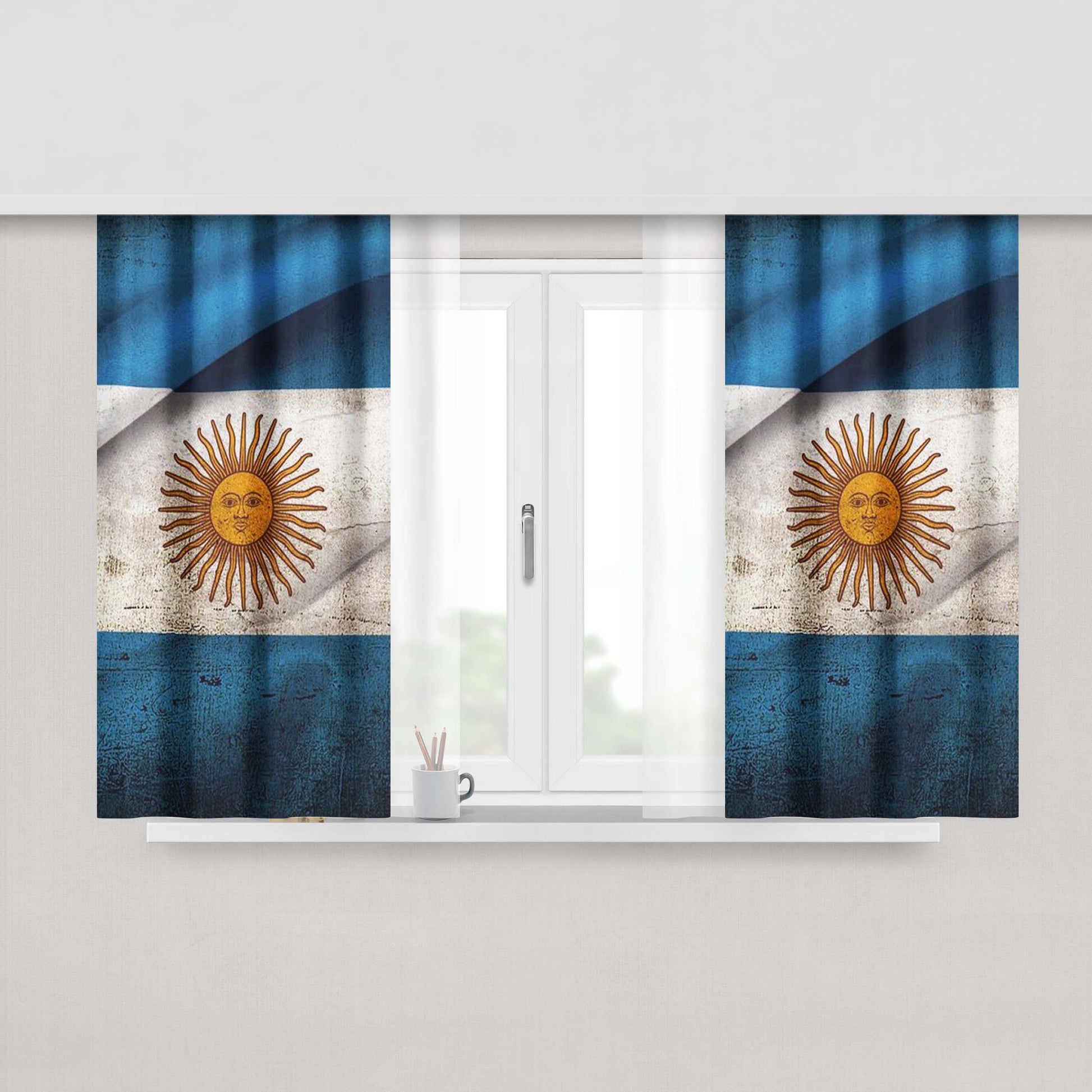 Argentina National Flag Peach Skin Window Curtains