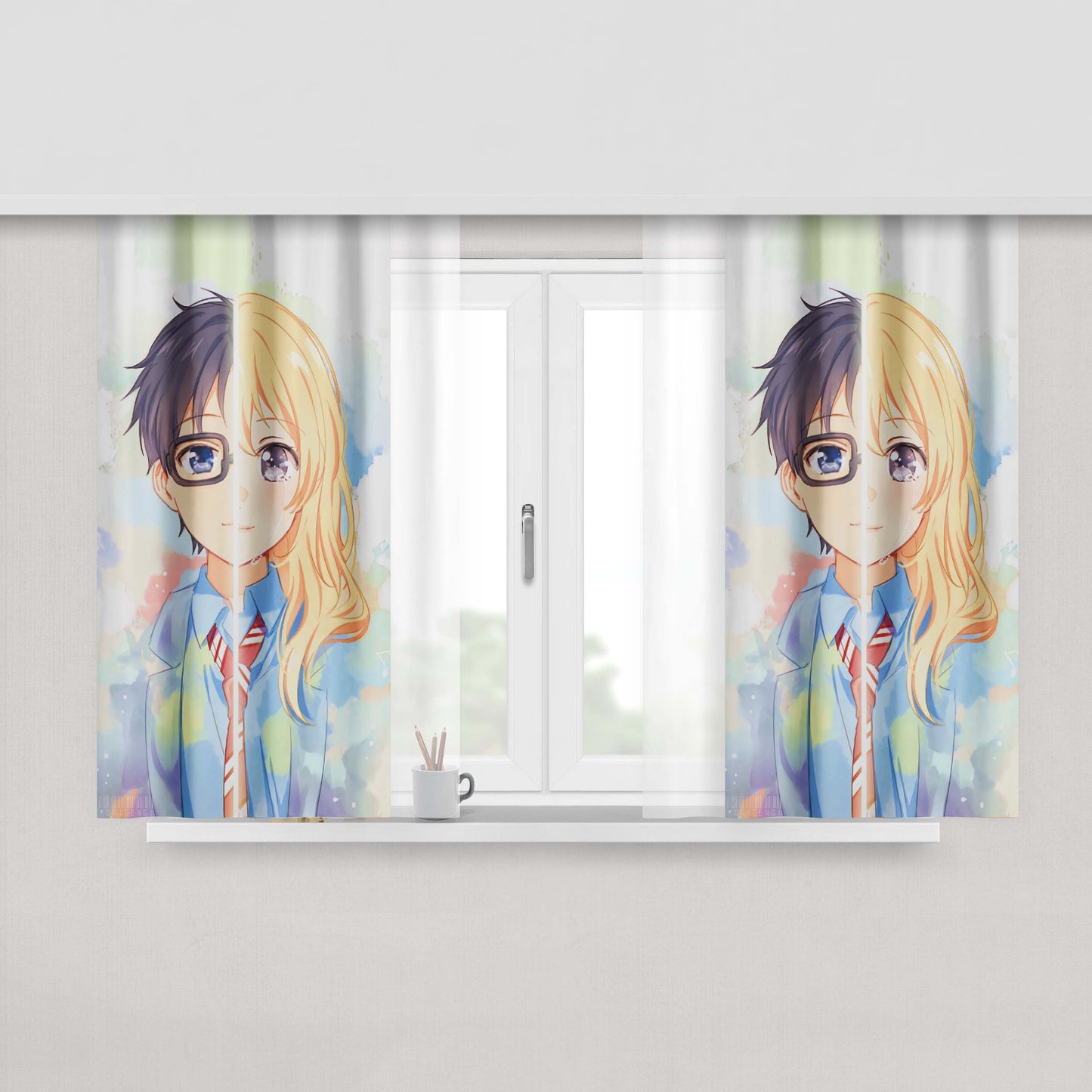 Arima And Kaori V2 Peach Skin Window Curtains