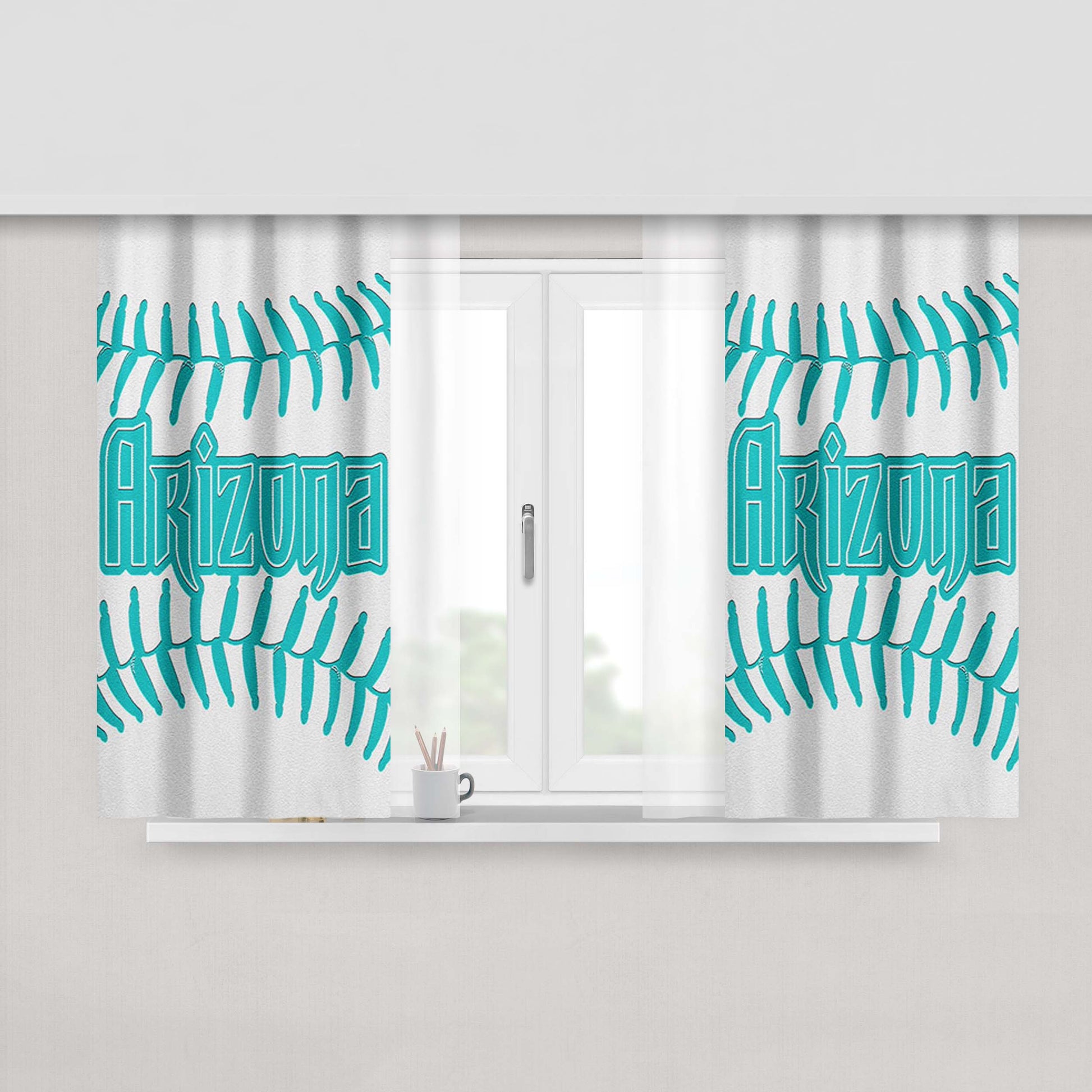 Arizona Blue White Peach Skin Window Curtains