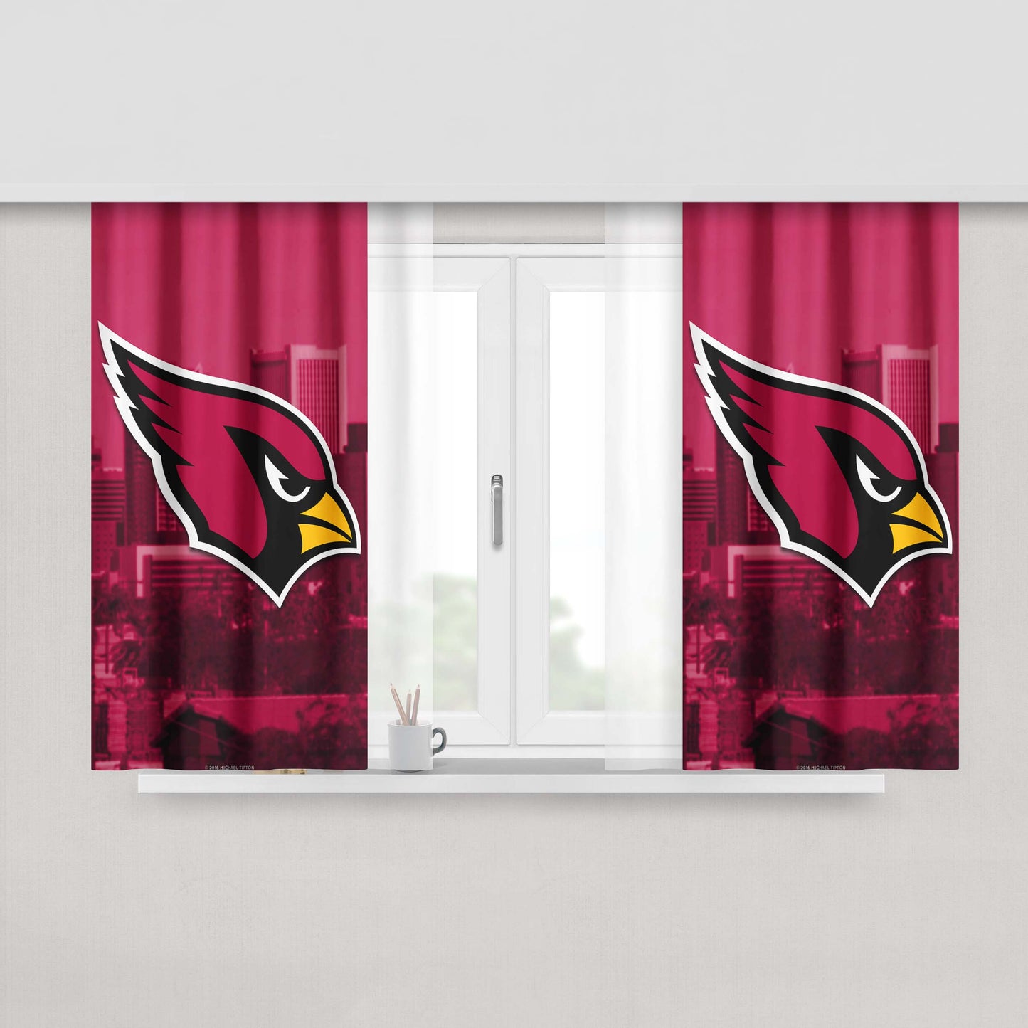 Arizona Cardinals Emblem Peach Skin Window Curtains