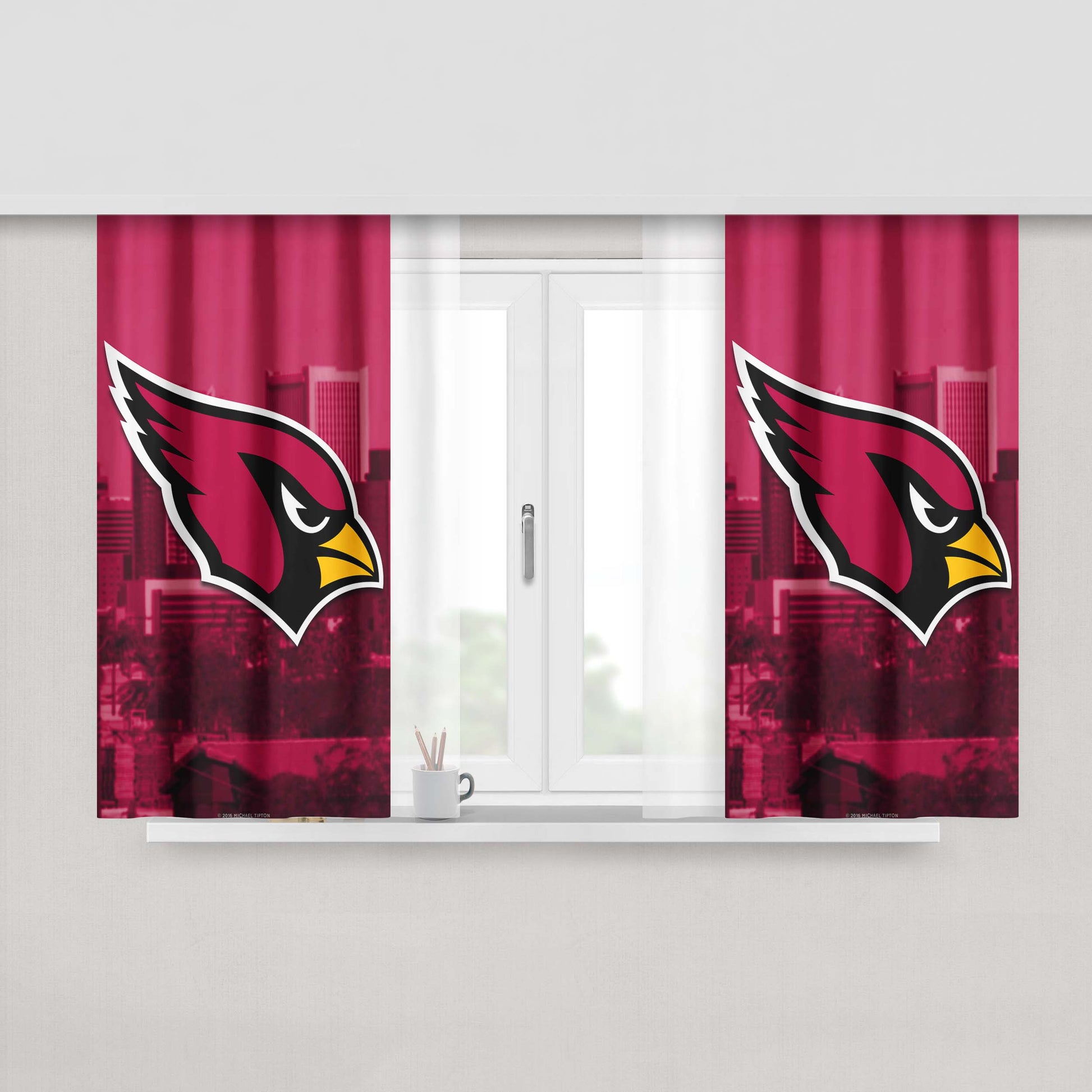 Arizona Cardinals Emblem Peach Skin Window Curtains