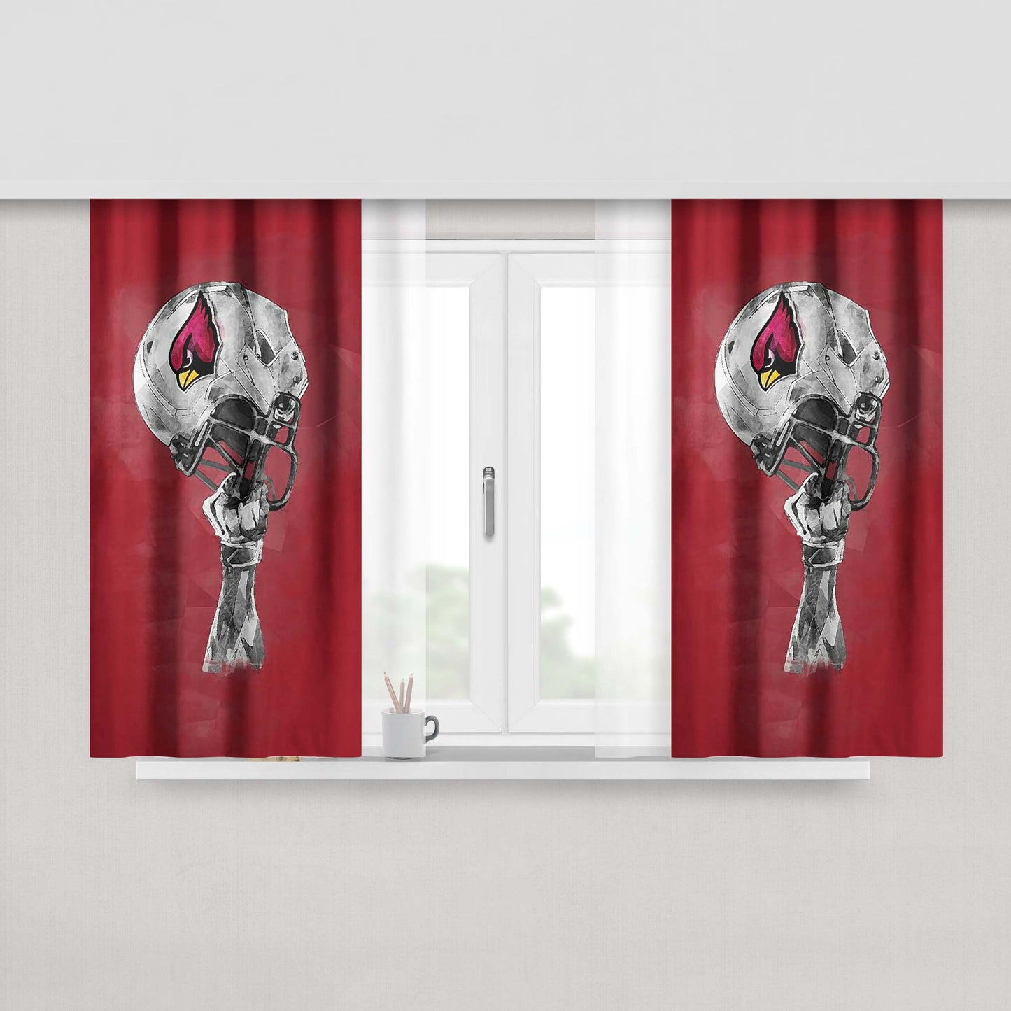 Arizona Cardinals Helmets Peach Skin Window Curtains