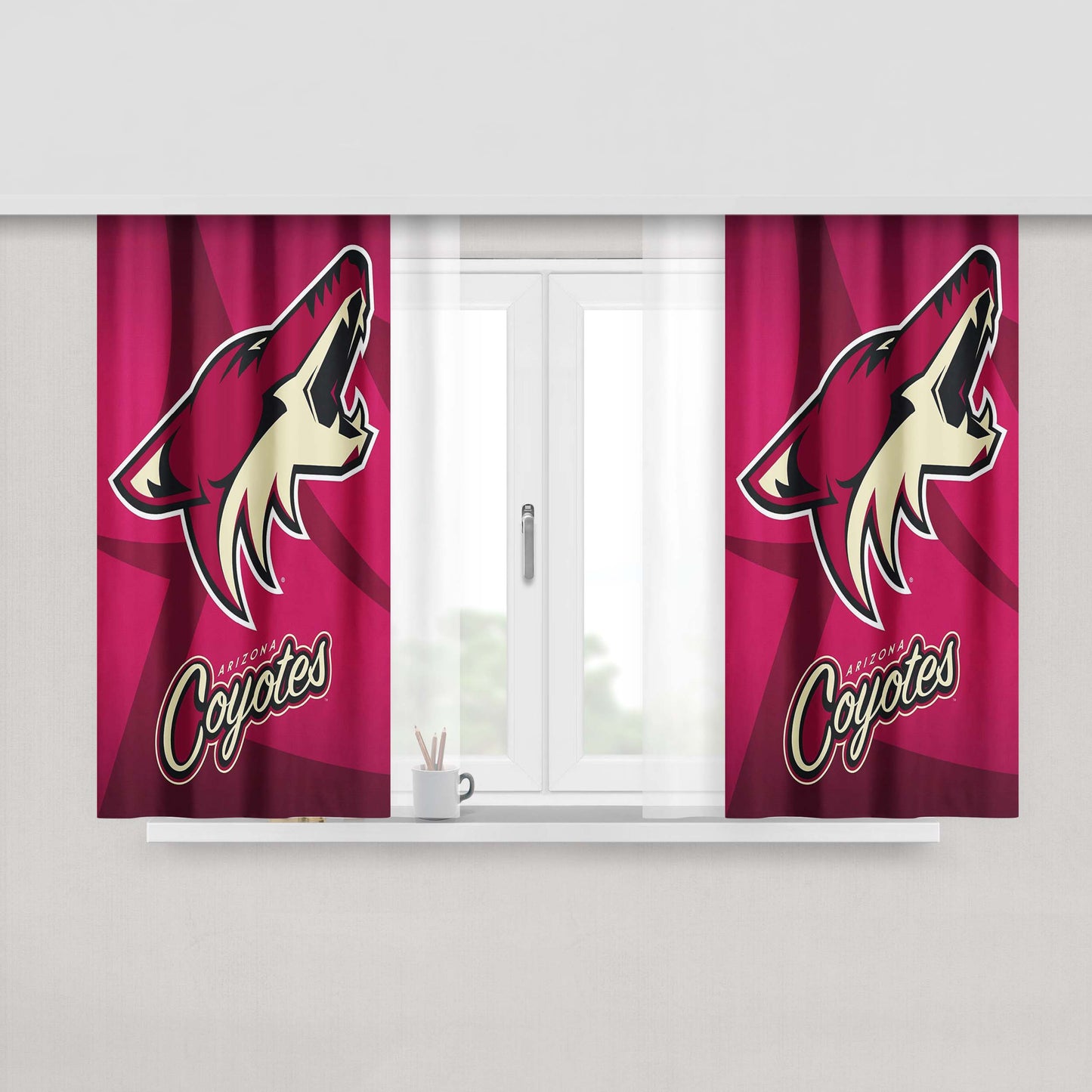 Arizona Coyotes Nhl Logos Peach Skin Window Curtains