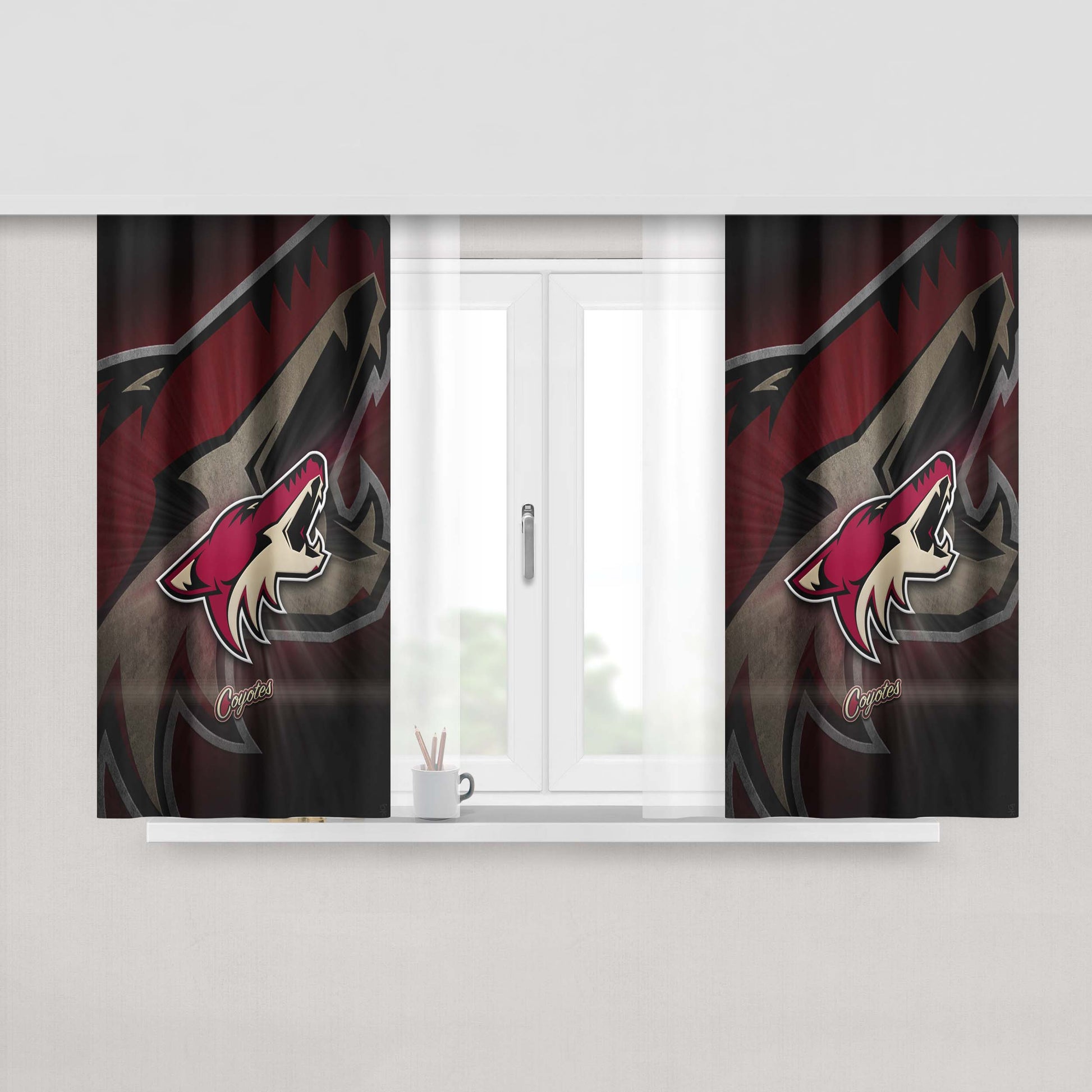 Arizona Coyotes Wolf Nhl Logo Peach Skin Window Curtains