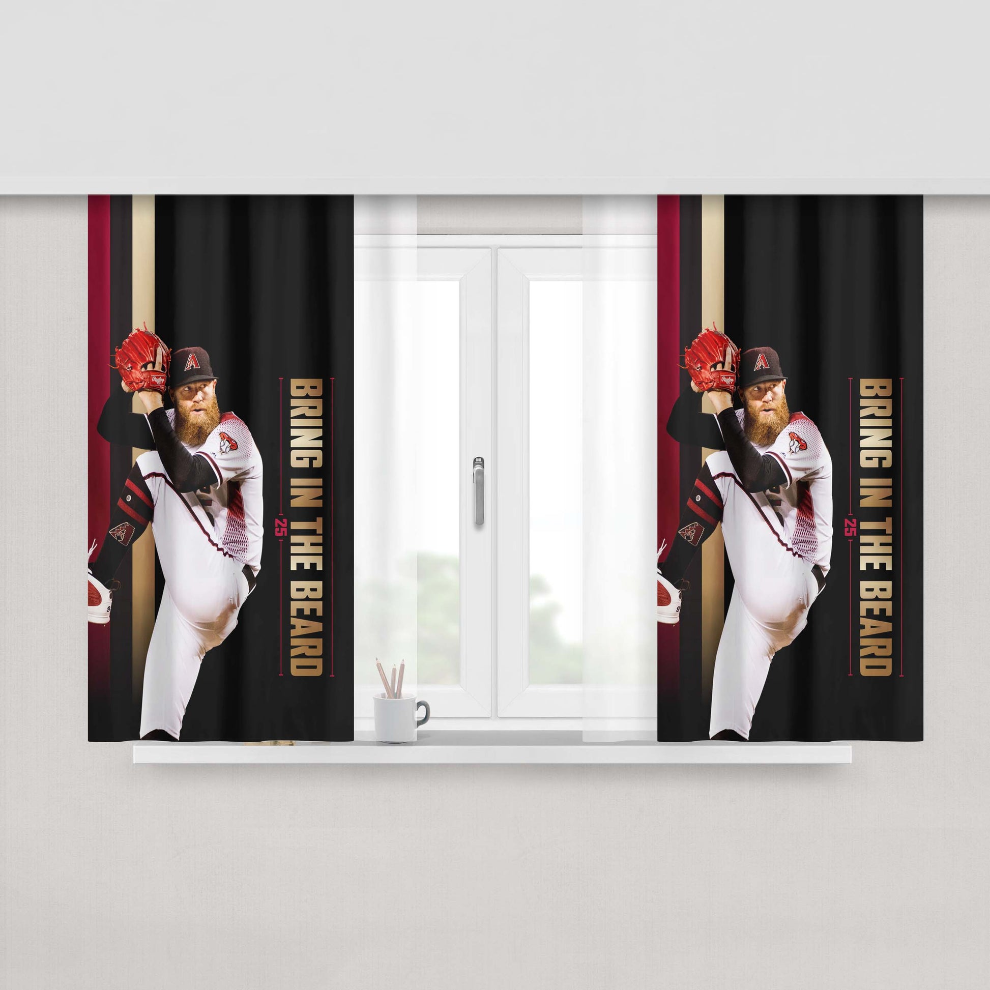 Arizona Diamondbacks Bring In The Beard Peach Skin Window Curtains