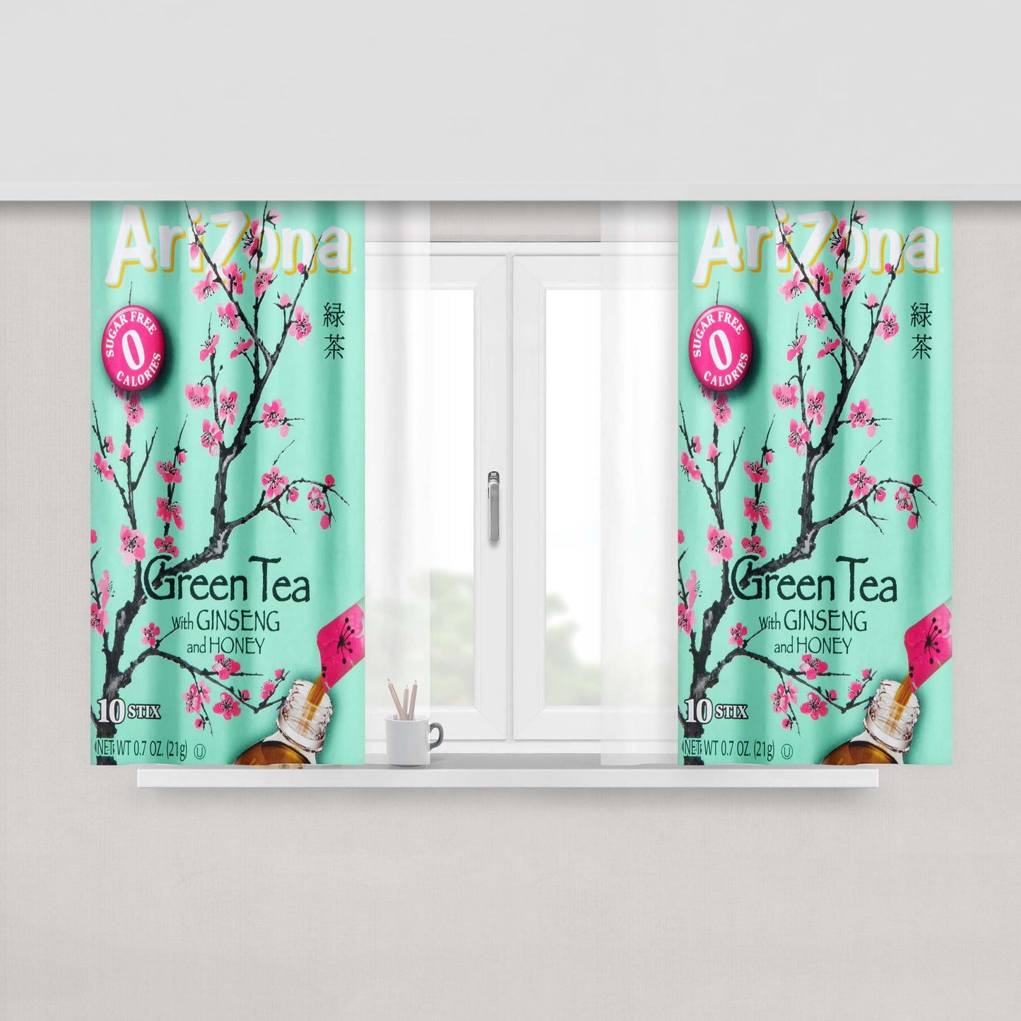 Arizona Green Tea With Ginseng And Honey Peach Skin Window Curtains