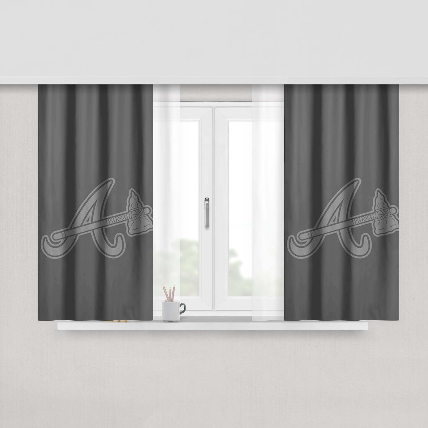 Arizona Logo Greyscale Peach Skin Window Curtains