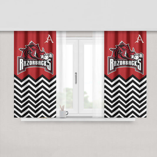 Arkansas Razorbacks Chevron Peach Skin Window Curtains