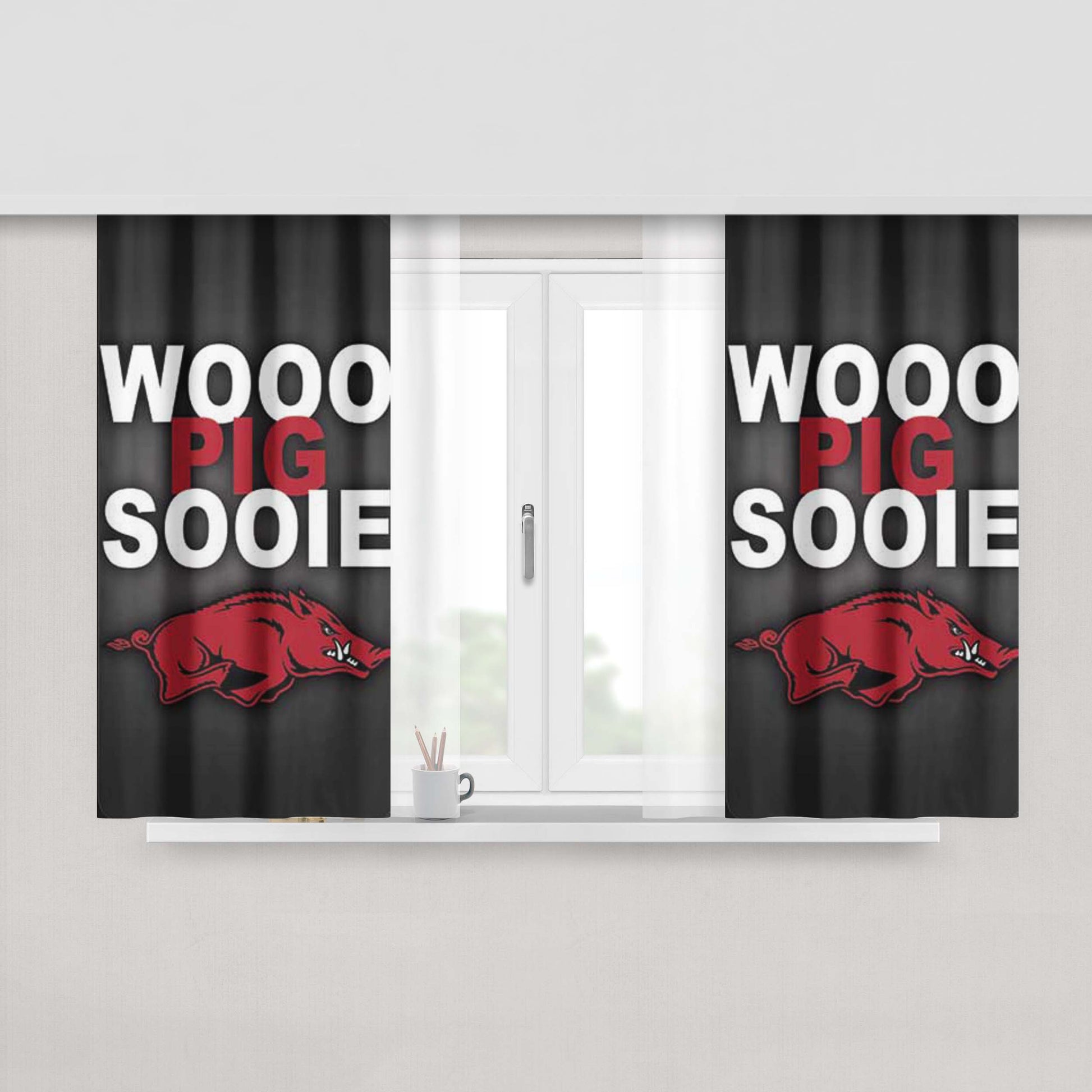 Arkansas Razorbacks Sooie Peach Skin Window Curtains