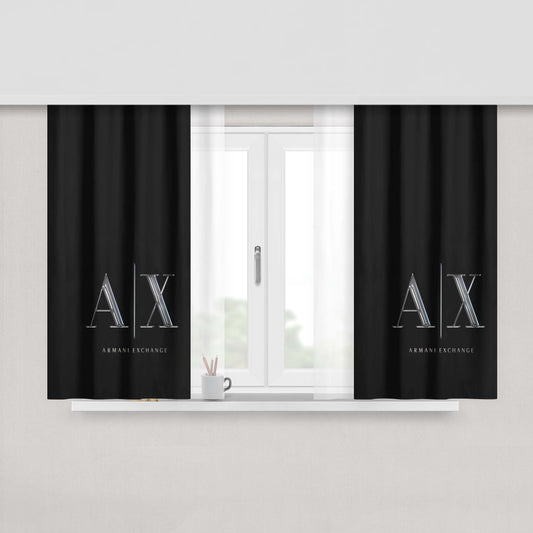 Armani Exchange Black Logo Peach Skin Window Curtains