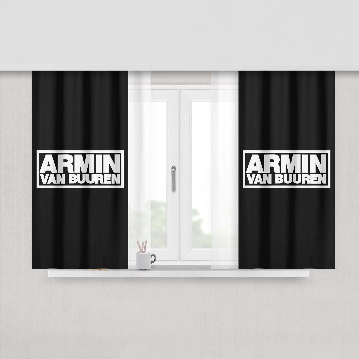Armin Van Buuren Logo Peach Skin Window Curtains