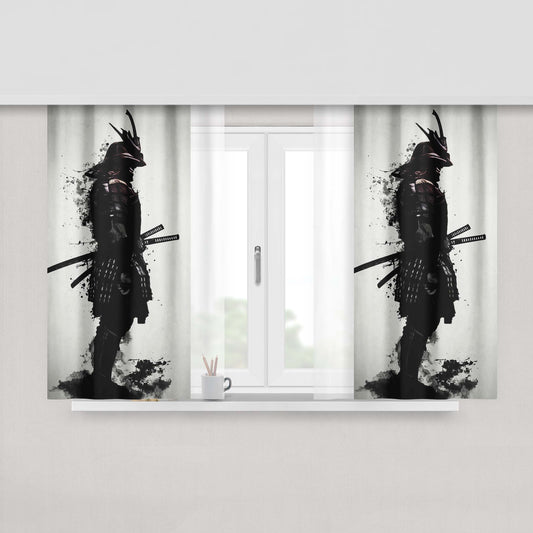 Armored Samurai Peach Skin Window Curtains