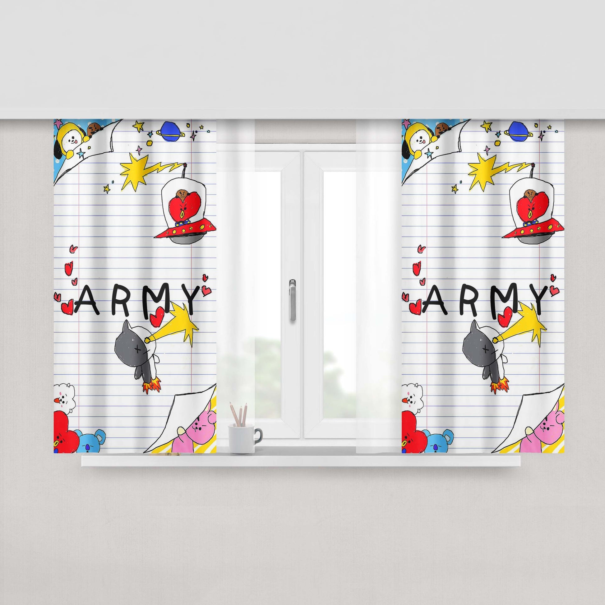 Army Black Knights Brown Peach Skin Window Curtains