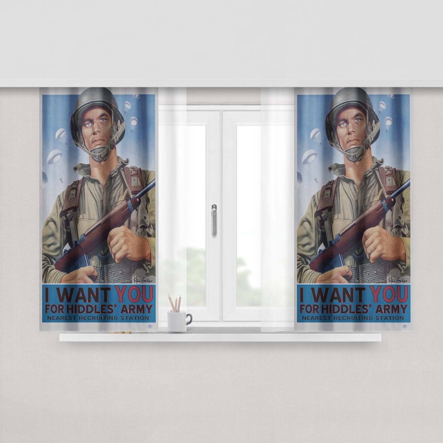 Army Flower Logo Peach Skin Window Curtains
