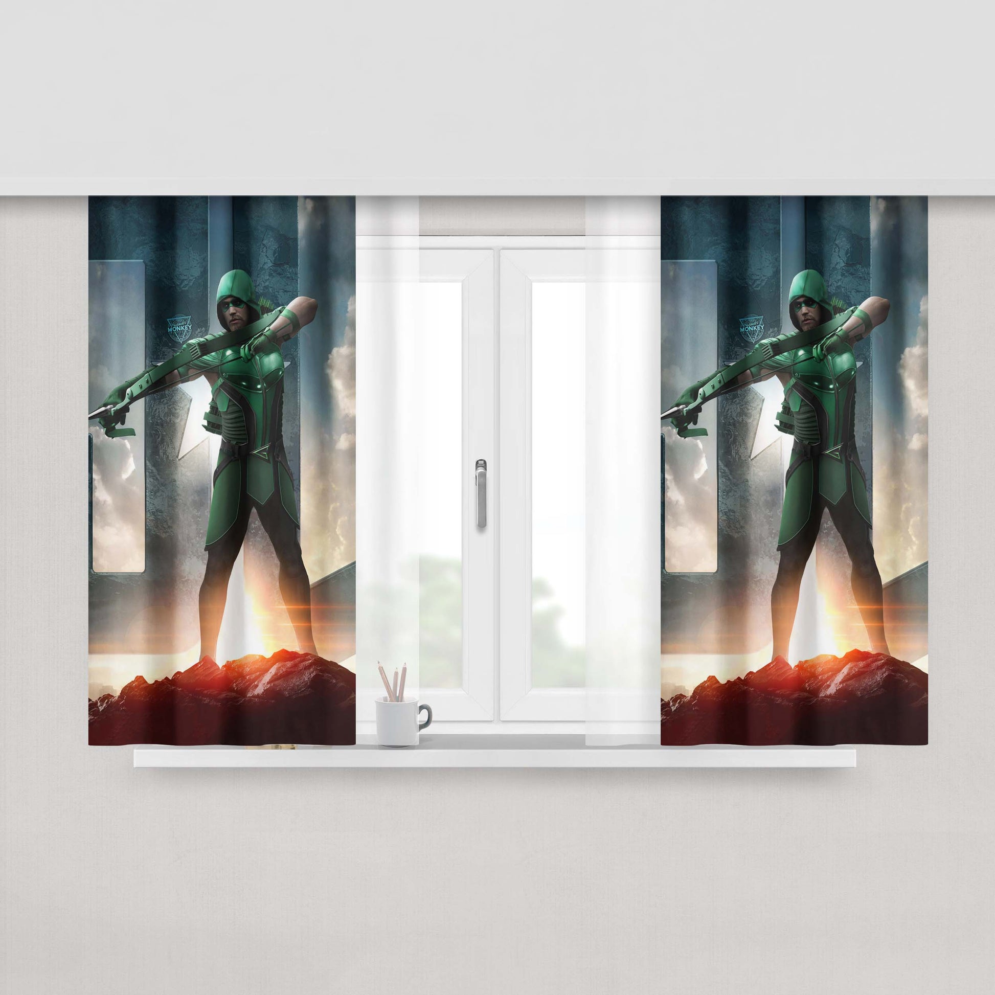 Arrow Justice League Peach Skin Window Curtains