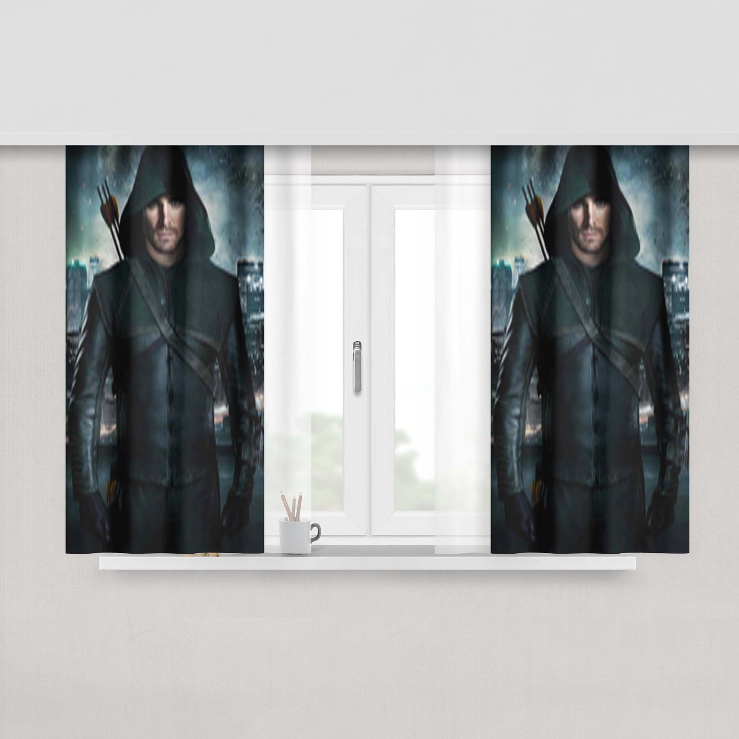 Arrow Oliver Stephen Amell Wicked Town Peach Skin Window Curtains