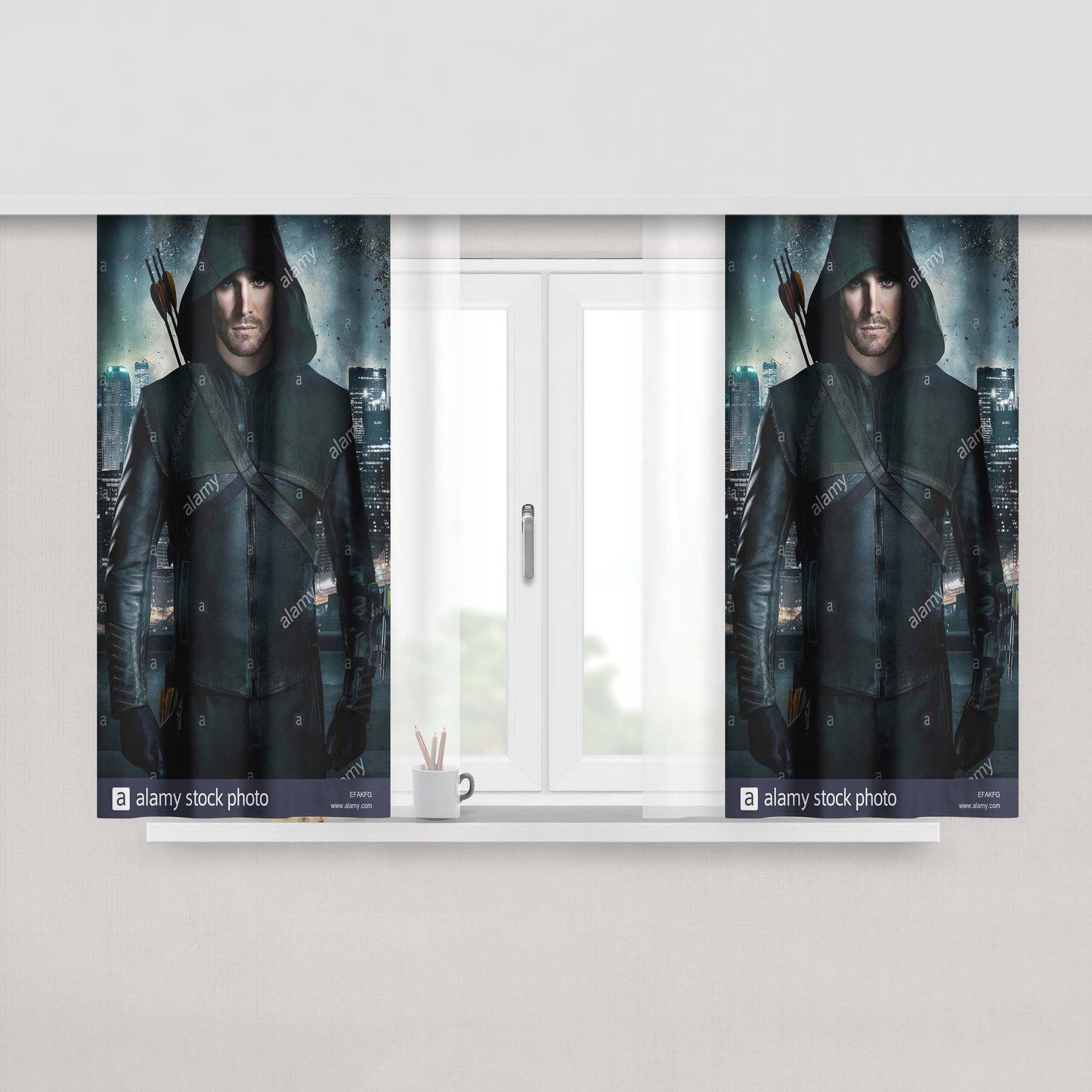 Arrow Oliver Queen Stephen Amell Wicked Town Peach Skin Window Curtains
