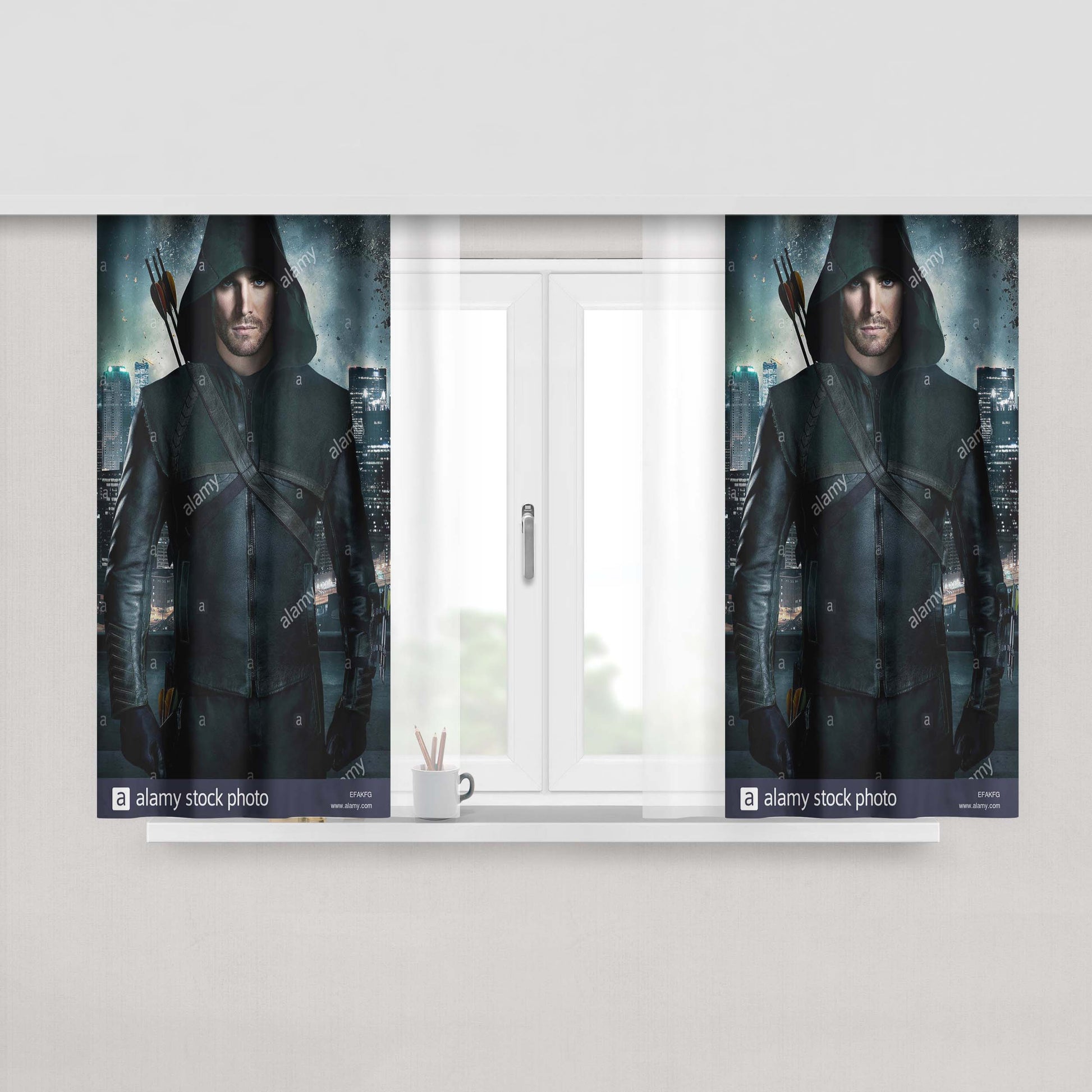 Arrow Oliver Queen Stephen Amell Wicked Town Peach Skin Window Curtains