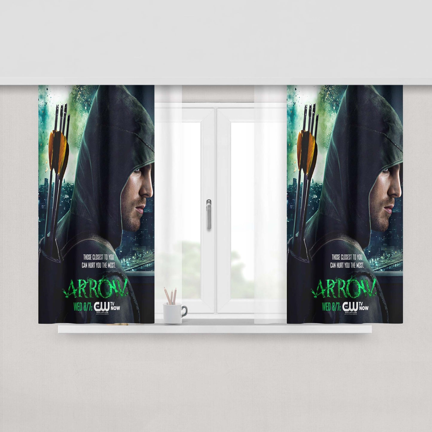 Arrow Poster Peach Skin Window Curtains