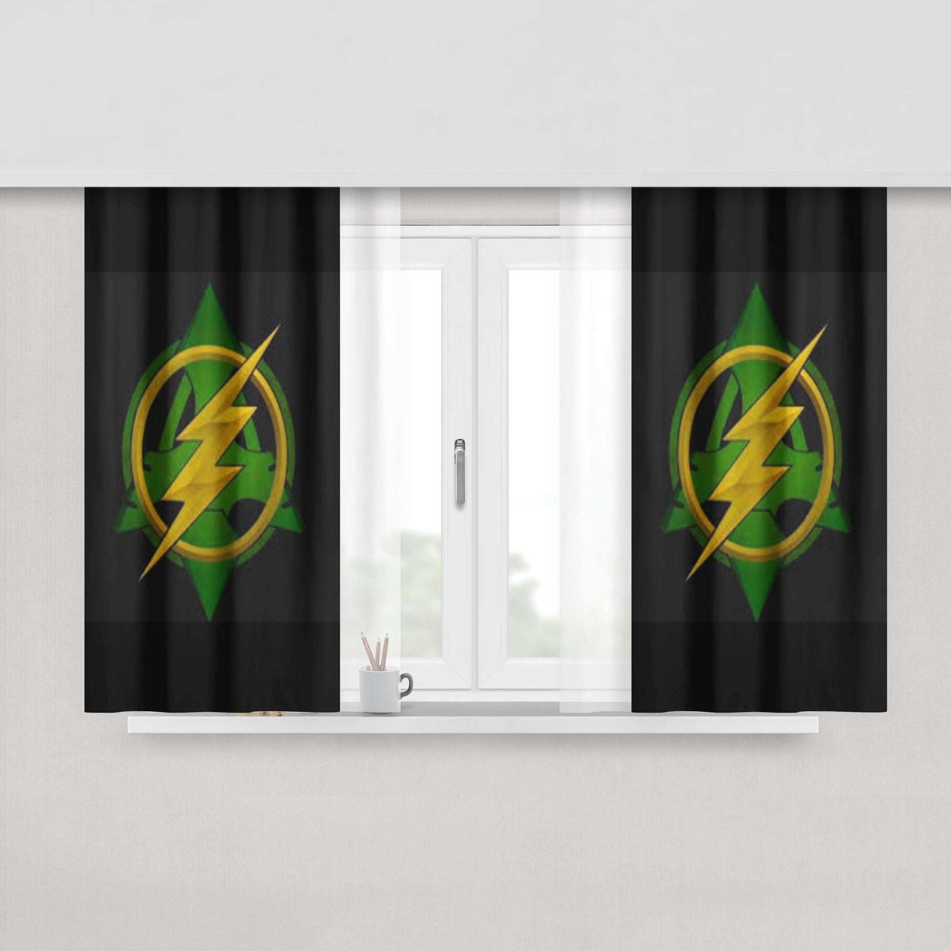 Arrow Vs The Flash Logo Peach Skin Window Curtains