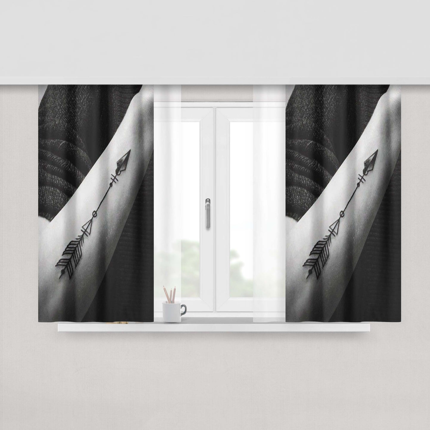 Arrows Tattoo Peach Skin Window Curtains