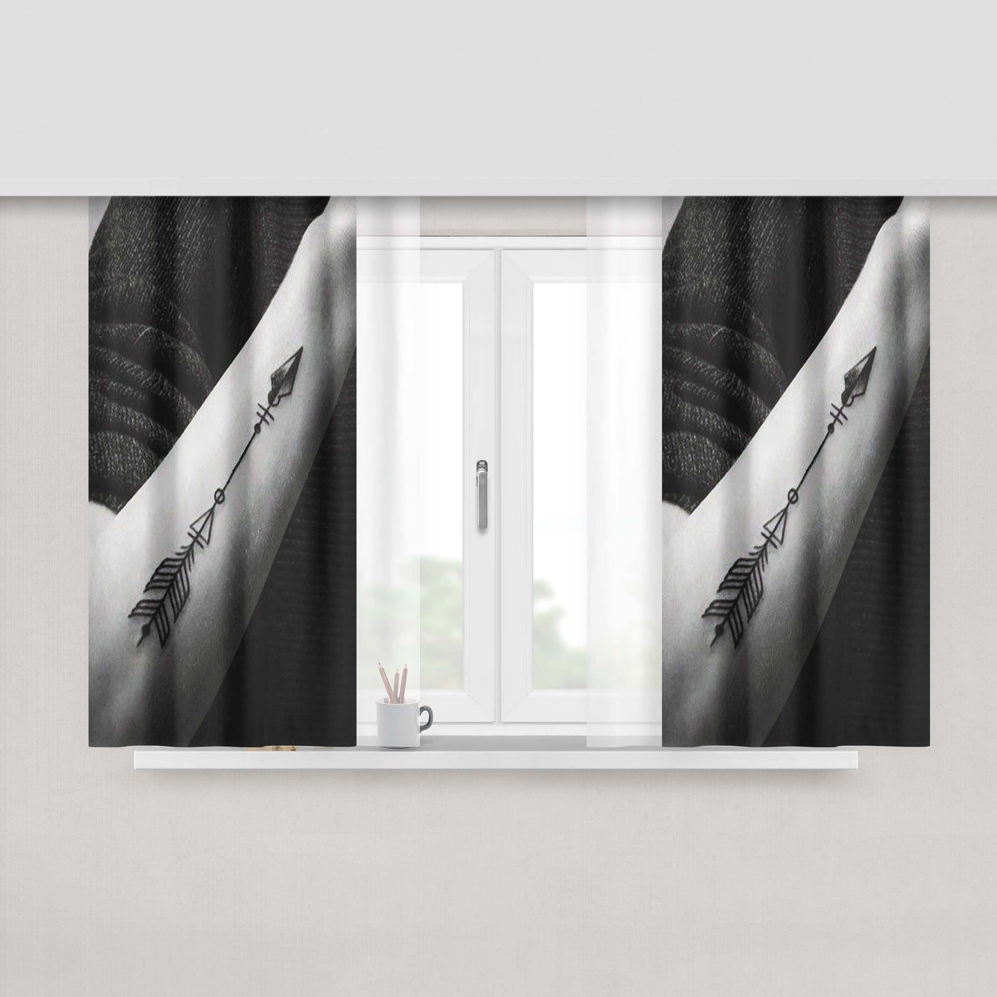 Arrows Tattoo Peach Skin Window Curtains