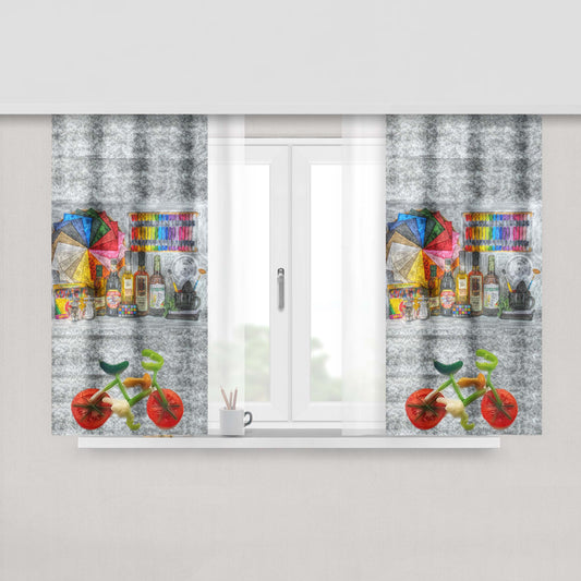 Art Bicycle Peach Skin Window Curtains