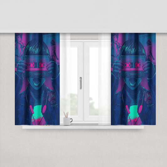 Art Children Tape Eyes Peach Skin Window Curtains