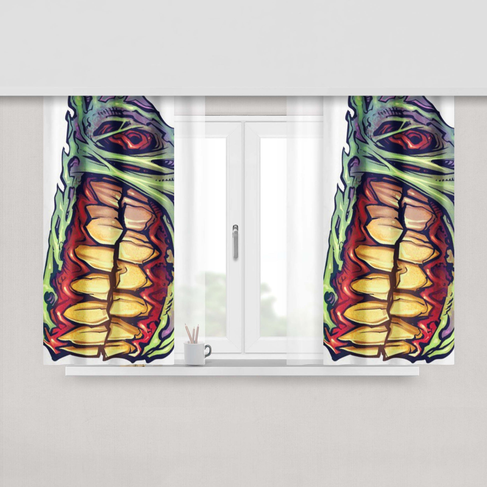 Art Design In Mouth Peach Skin Window Curtains