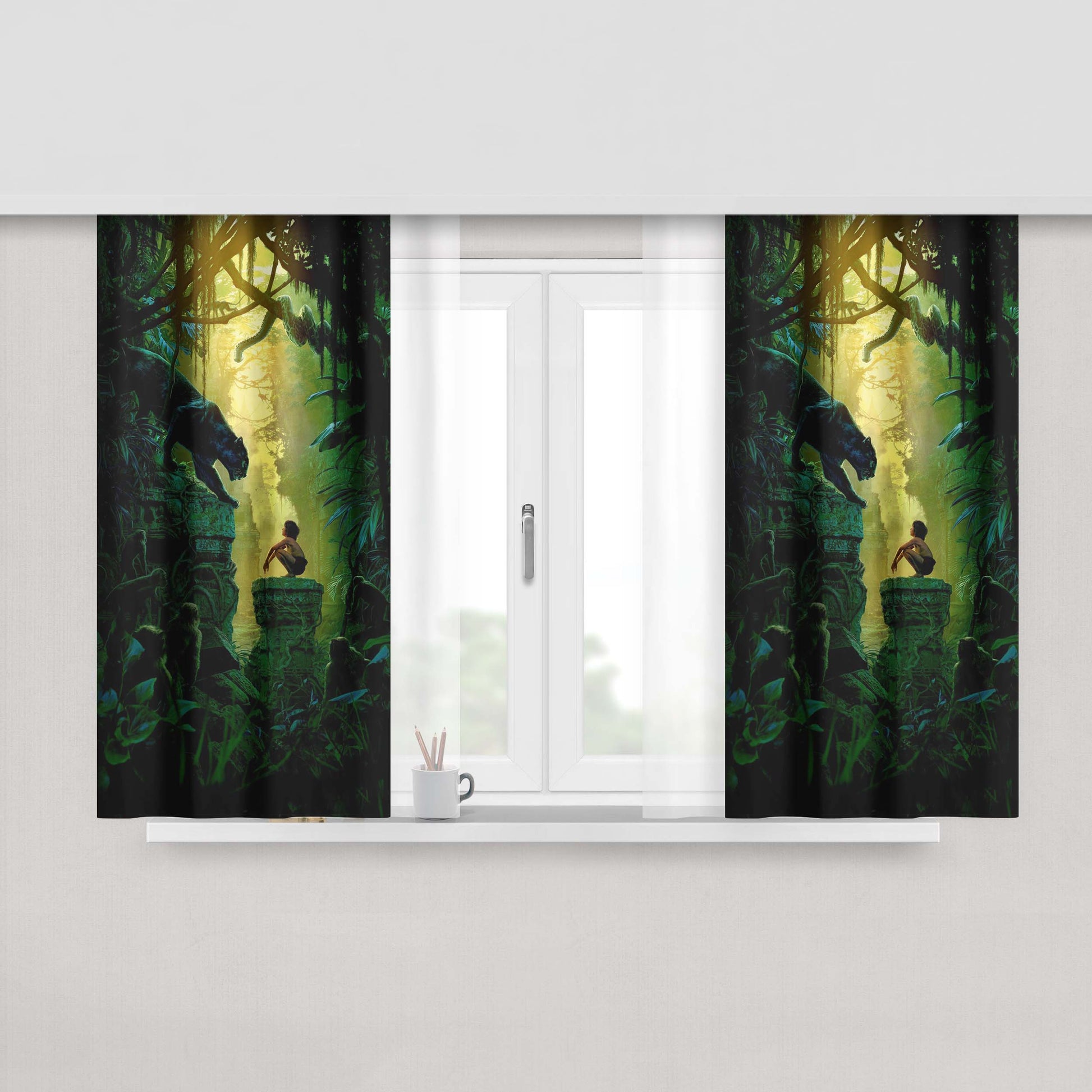 Art Film Nature Junglebook Peach Skin Window Curtains