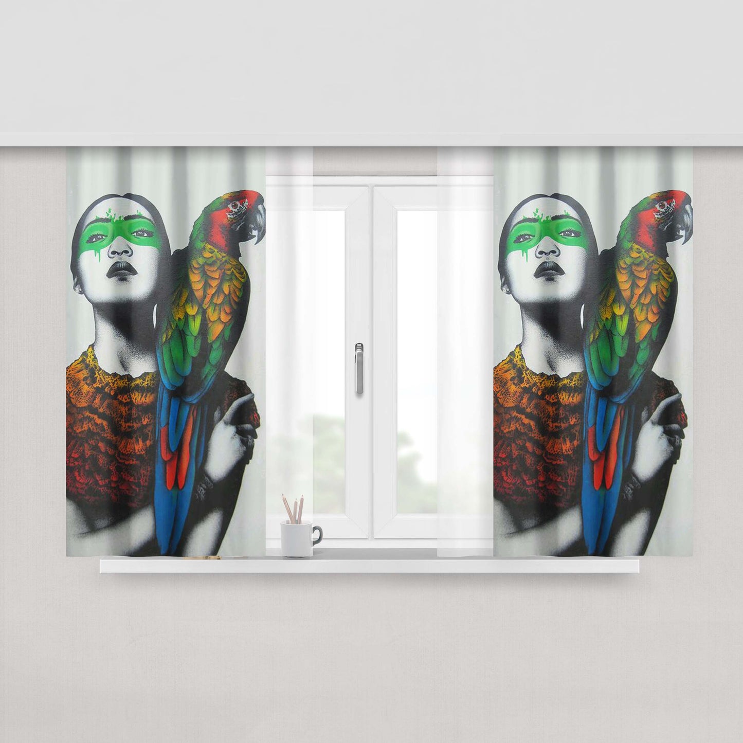 Art Full Colour Peach Skin Window Curtains
