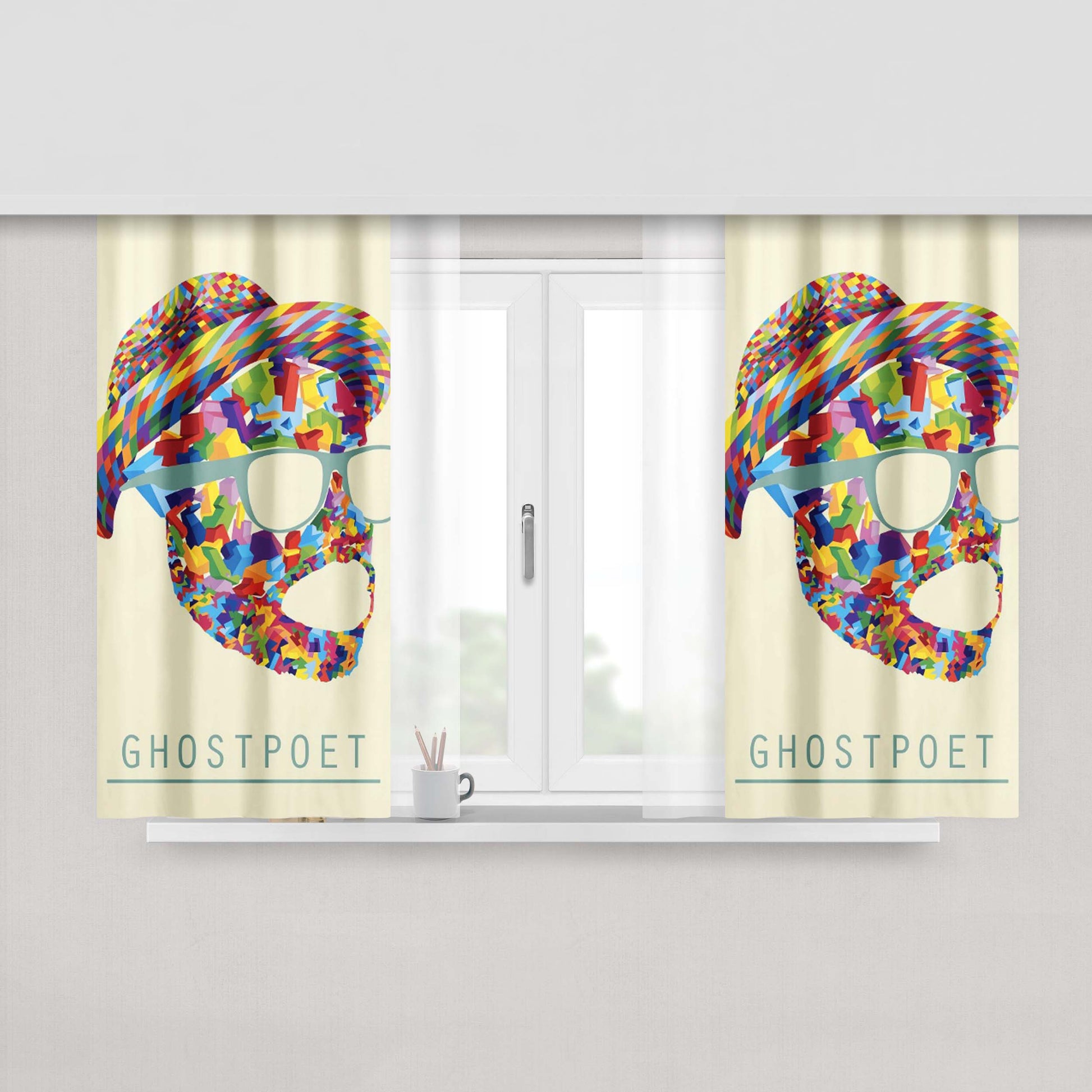 Art Ghostpoet Full Colour Peach Skin Window Curtains