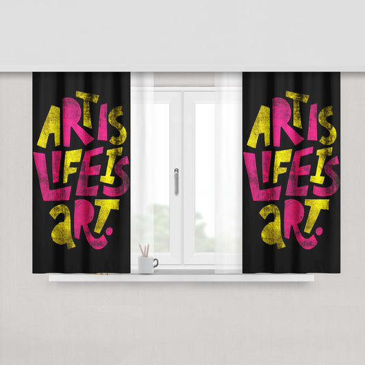 Art Is Life Is Art Peach Skin Window Curtains