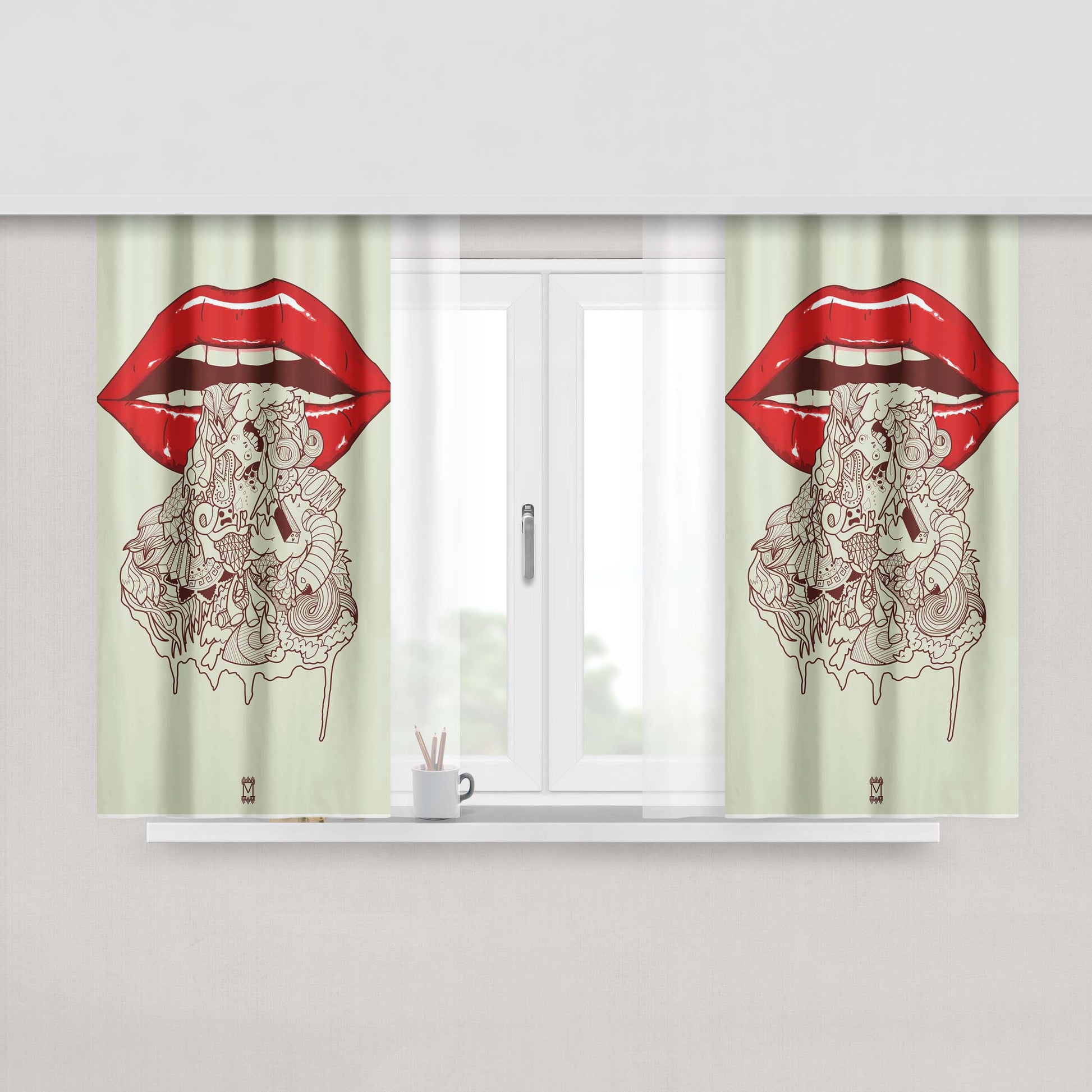 Art Lipstic Peach Skin Window Curtains