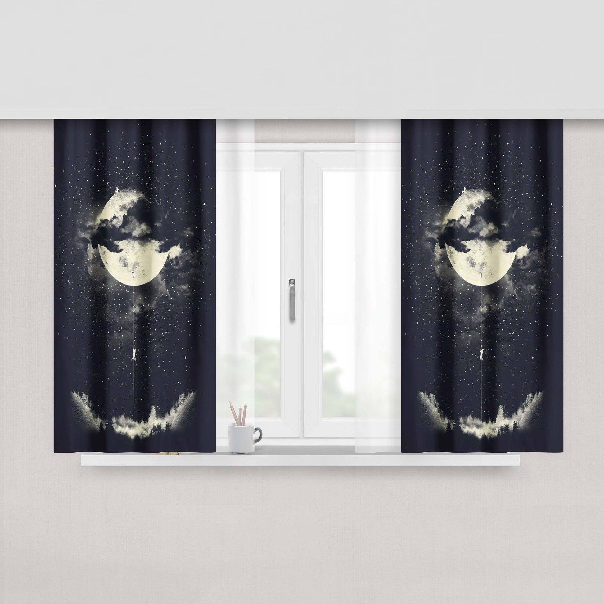 Art Moon My Love Peach Skin Window Curtains