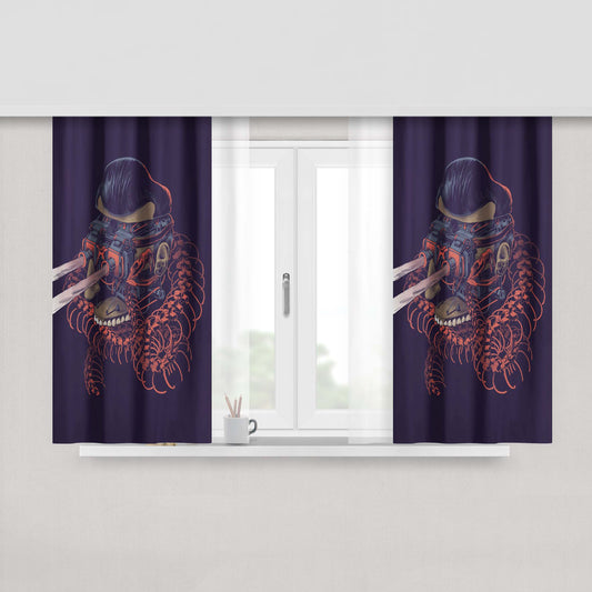 Art Mural Under Cut Peach Skin Window Curtains
