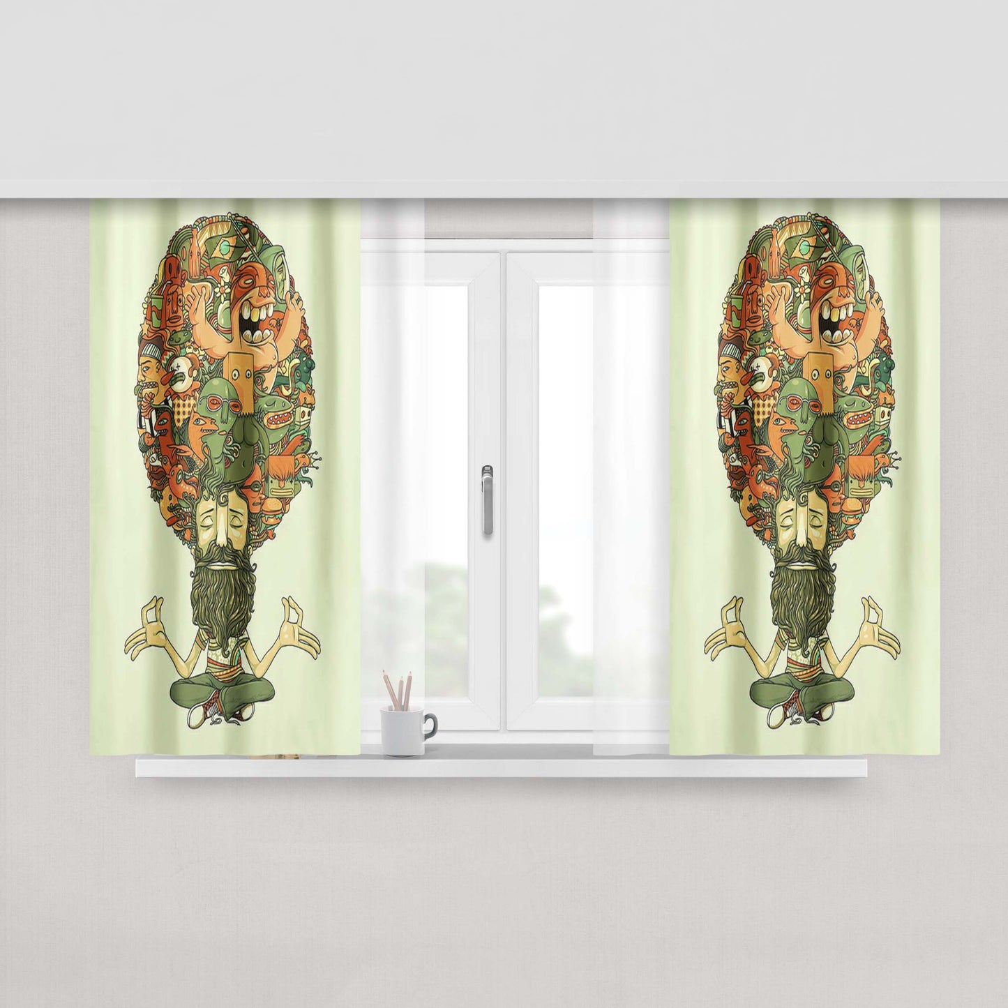 Art Peace Brain Peach Skin Window Curtains