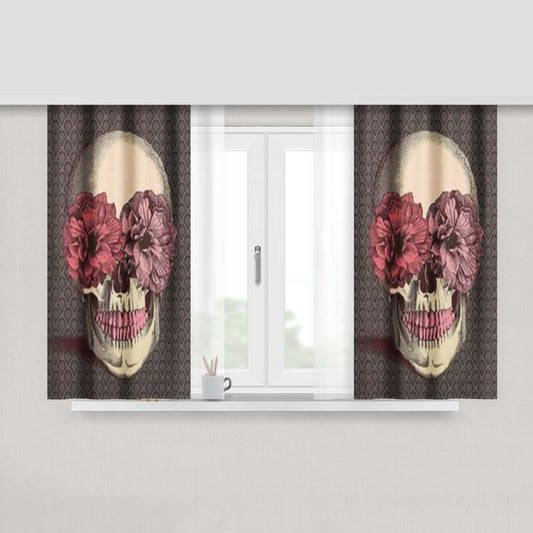 Art Skull Peach Skin Window Curtains
