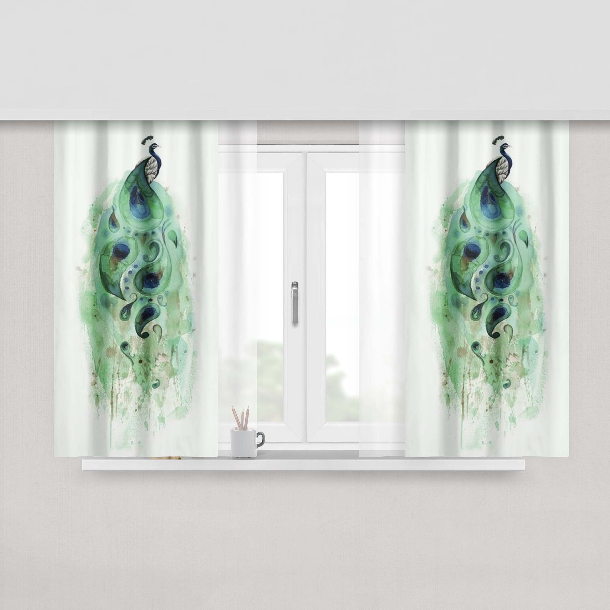 Art Water Colour Smiling Peach Skin Window Curtains