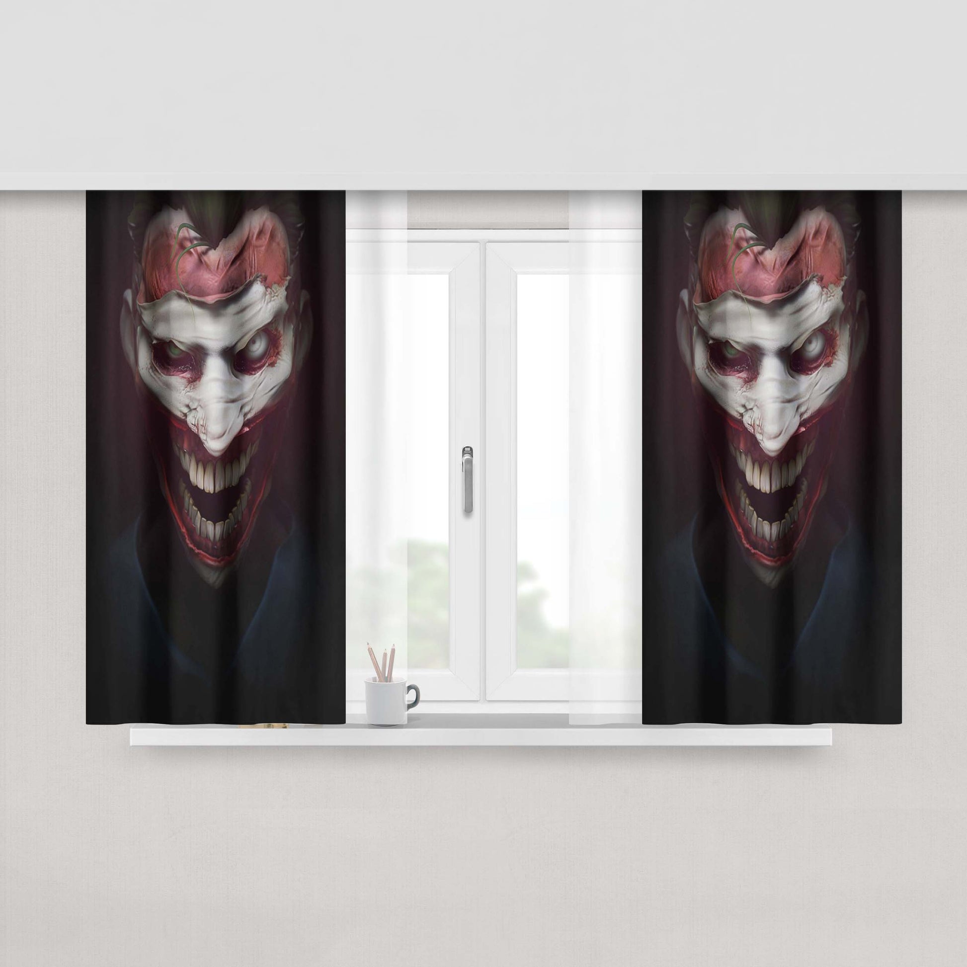 Artistic Dark Joker Peach Skin Window Curtains