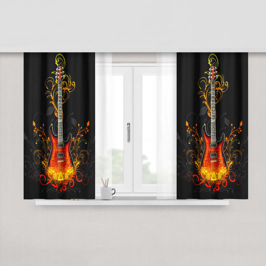 Artistic Guitar Peach Skin Window Curtains