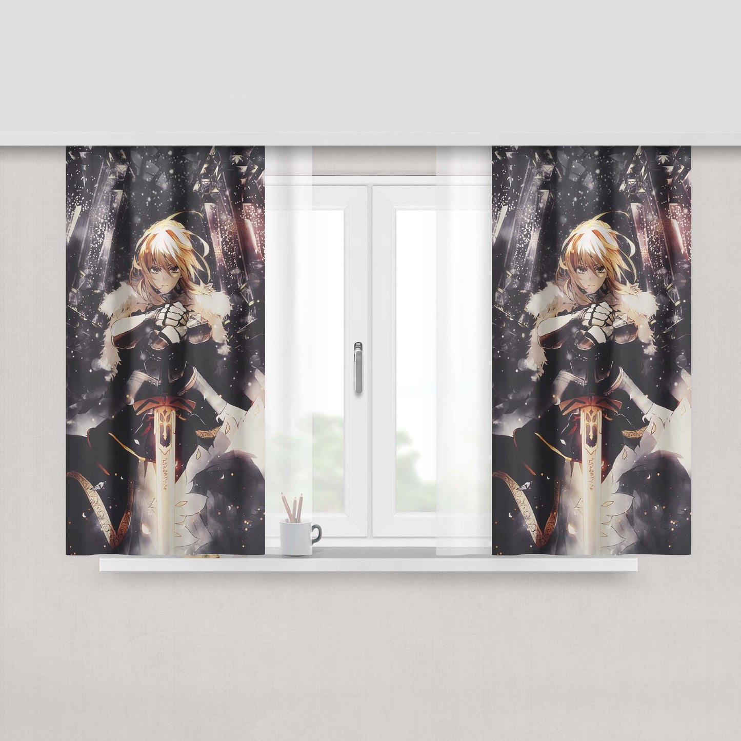 Artoria Pendragon Lancer Peach Skin Window Curtains